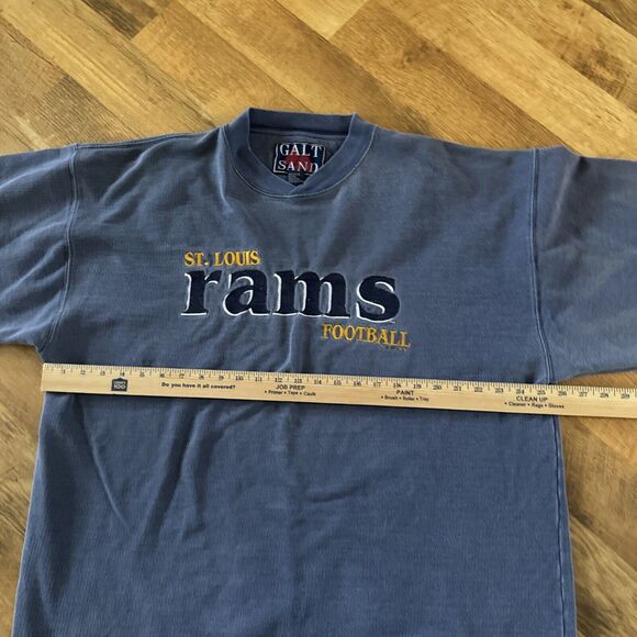 Vtg 90s Y2K St Louis Rams Football FADED Distressed Blue Galt Sand Sweatshirt XL - Picture 9 of 11